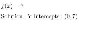 The f(x)=7 is Y Intercepts: (0,7)